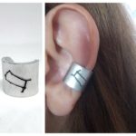 hand stamped gemini ear cuff earring